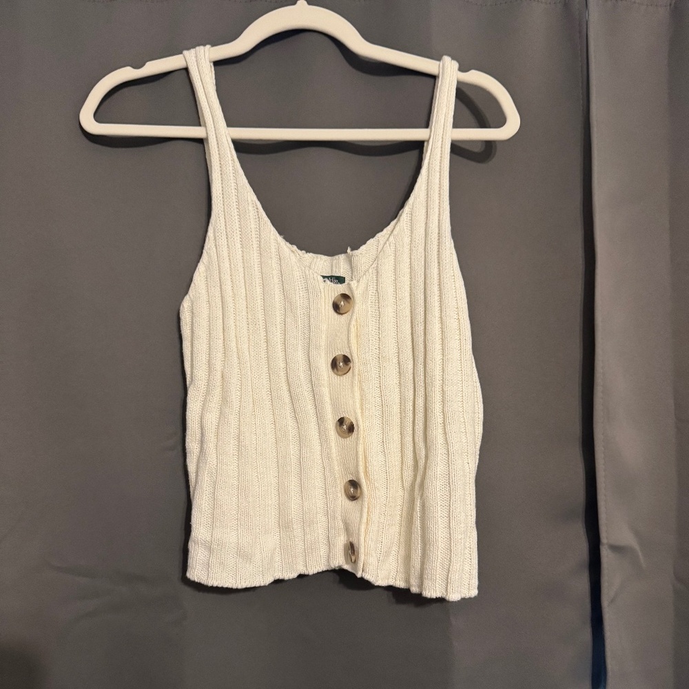 NWOT Wild Fable Ribbed Knit Button-Front Tank Top - Cream - Size Large